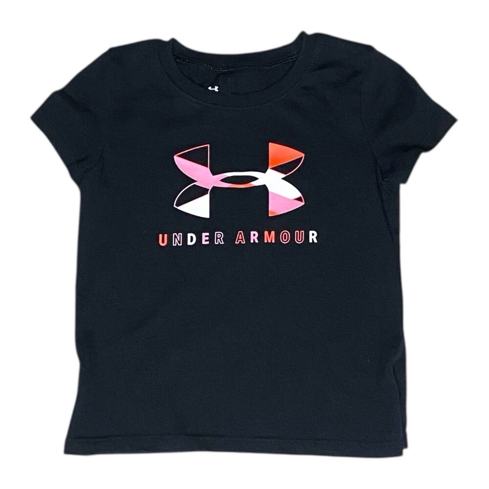 Under Armour Black Pink Graphic Logo Short Sleeve Shirt Size 3T